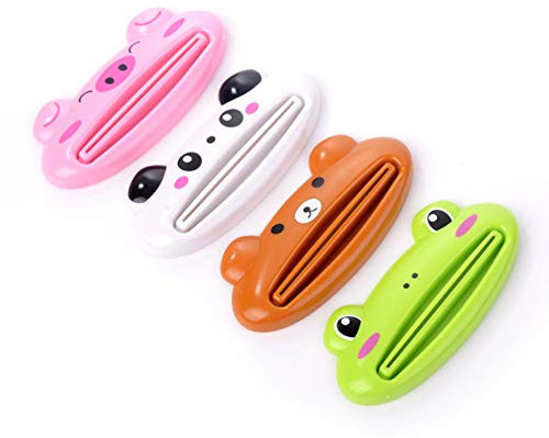 4pcs Toothpaste Dispenser Kids Children Tools Animal Tooth Paste Tube Squeezer Toothpaste Rolling Holder Home Bathroom Supplies,Mixed Hair