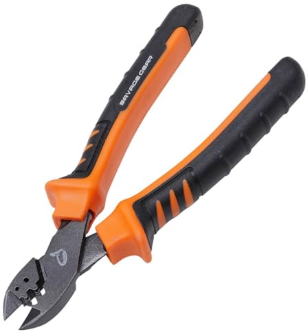 Savage Gear MP Cut & Crimp Pliers 22,5cm - Angelzange mit Schnurcutter & Klemmhülsen Funktion, Klemmhülsenzange, Cutter, Anglerzange für Raubfischmontagen