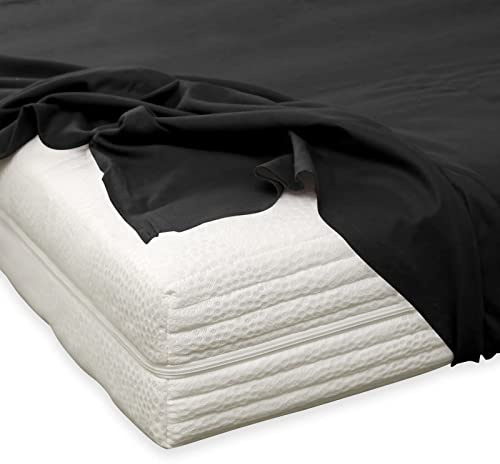 TRAUMSCHLAF Feinbiber Haustuch Bettlaken – warmes Winter-Bettlaken aus 100% Baumwolle, flauschig weich, ohne Spannumrandung, geeignet für Matratzen bis ca. 30 cm – 150x250 cm – schwarz
