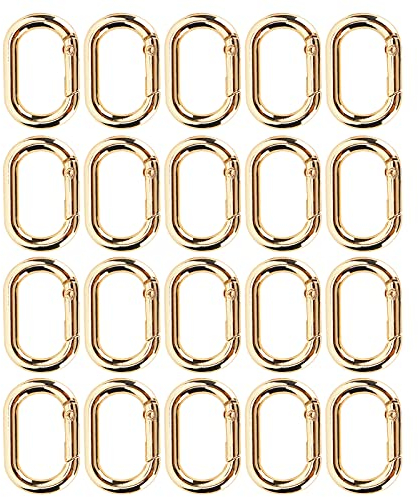 Hztyyier 20Pcs Oval Spring Buckle Clip Karabiner Schlüsselanhänger 23mm Legierung Karabinerhaken Clip Verschlüsse für Taschen Geldbörsen Schlüsselanhänger Strap(Golden)