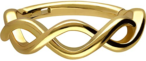 PIERCINGLINE Segmentring Clicker Chirurgenstahl DOPPELT GEDREHT Piercing Ohr Helix Nase Septum Goldfarben 10 mm