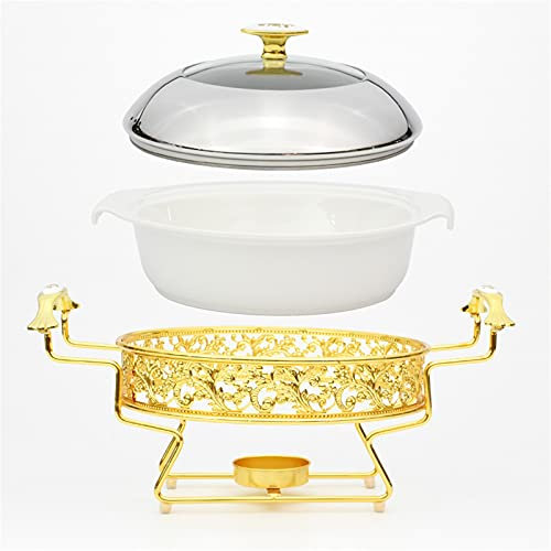 Ceramica scaldavivande con coperchi, Round Buffet Vassoio Catering, Multi-Purpose domestica Cucina Partito minestra Secco Pot Stoviglie Hot Pot per piano cottura a induzione,11 inch