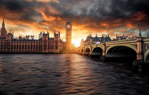 LHJOYSP Puzzel ab mädchen 3D Puzzle 1000 Teile Stadt Himmel Sonnenuntergang London Big Ben Parlament 75x50cm
