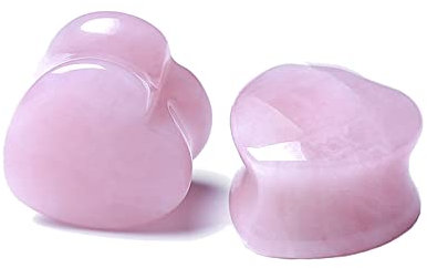 Gualiy 2 STK Tunnel Ohr Stein, Flesh Ohr Tunnel Rosa Herz Stein Herren Plug Ohr
