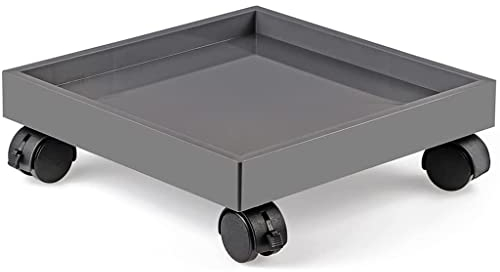 DUNAKE Pflanzenroller Eckig, Rollbrett Pflanzen Outdoor Mit Feststell Rädern, Blumentopf Untersetzer Plastik Im Freien Zum Bewegen Von Topfpflanzen, Blumenpflanzen (Size : 19 inch)