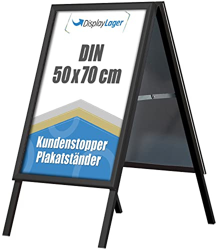 DisplayLager, Dänische Qualität | Kundenstopper Alu-Line | 2 Plakate (beidseitig) | Wetterfeste Plakatständer Gehwegaufsteller Werbetafel (Schwarz, 50 x 70 cm)