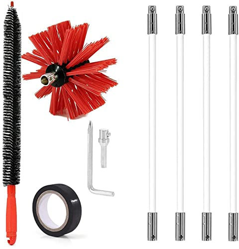 Kit pour Le Nettoyage du Poêle À Granulés, 2.4/3.6/5.4/7.3M Kit De Ramonage Poêle Pellet, Outil Nettoyage De Cheminée Brosses pour Nettoyer Cheminées en Métal Ou en Brique,8FT