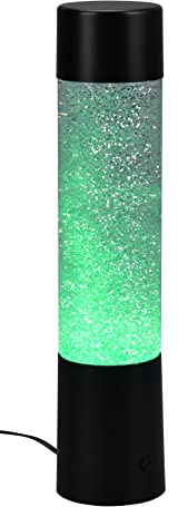 Reality Leuchten LED Tischleuchte Glitter R50871032, Kunststoff schwarz, Glas klar, inkl. 0.9 Watt LED mit RGB Farbwechsel, Glitzer Effekt mit Wirbelfunktion