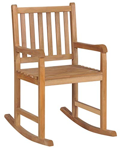 Makastle Gartenliege Sonnenliege Holzliege Outdoor Schaukelstuhl Relaxliege Schwingsessel aus Holz Relaxstuhl Gartenstuhl für Veranda, Garten, Balkon, 58 x 92,5 x 106 cm Braun