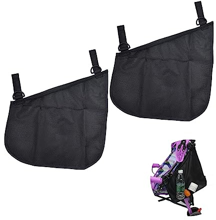2 Pcs Universal Baby Stroller Side Sling Mesh Cargo Net and Organizer, Non-Slip and Adjustable Straps, Extra Stroller Storage Space(Black)