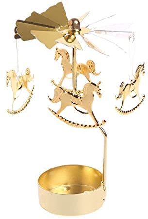 KLOVA Bougeoir Rotatif en Métal pour Bougie Chauffe-Plat, Parfait pour Mariage, Décoration d'Intérieur, Occasion Spéciale, en Fer Doré, 8 x 13 cm