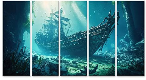 islandburner Bild auf Leinwand schiffswrack unterwasser wrack altes segelschiff unter wasser vintage schiff lie Bilder Wandbilder Poster IZIT-5P