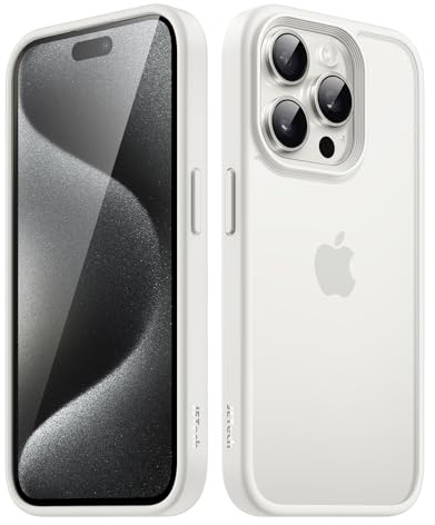JETech Matte Hülle für iPhone 15 Pro, Weiß | Robuster Schutz, Matte Rückseite, Anti-Fingerabdruck, Stoßfestes Design