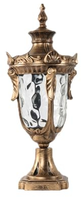 Außenbereich Pfostenleuchten Outdoor IP55 Wasserdichte Mastleuchte Antike Säulenleuchte for den Außenbereich Aluminium Säule Lampe mit Wasserglas Schatten for Patio Garten Poller Beleuchtung(Color:Bru
