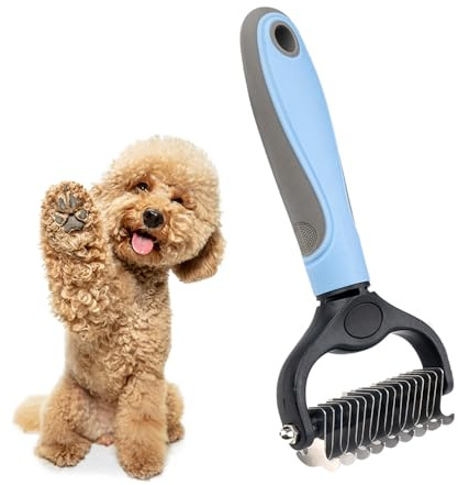 Petsplicity Double-Sided Pet Grooming Tool Undercoat Rake for Dogs and Cats - Professional Dematting Brush, Shedding Comb, Mat Remover, Deshedding, Safe Detangler, Fur Maintenance, Long-Haired Pets