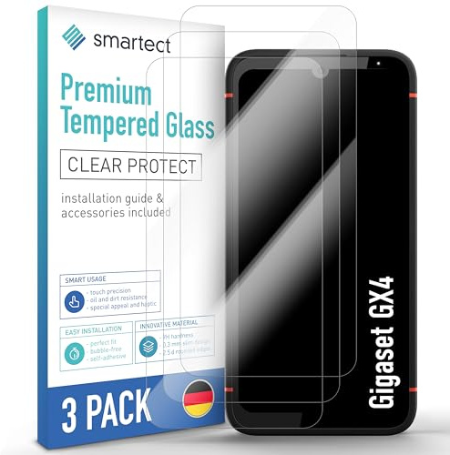 smartect Schutzglas 3 Stück für Gigaset GX4 | HD Panzerfolie Anti-Kratzer, Displayschutz 0.3 mm Ultra-klar, 9H Härte, Stoßfest, Blasenfrei