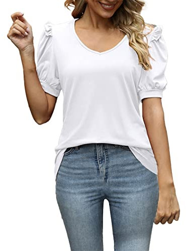 Vests for Women Summer Tops Women's Casual Summer Smocked Ruffle Sleeveless Top Outfit S-XXL Ladies Tops Size 14 UK Winter Blouse (White, XL)