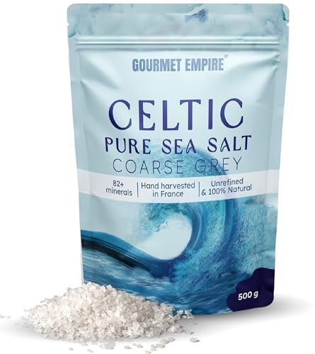 Celtic Sea Salt – 500g Pure Unrefined Hand-Harvested in France – 82 Minerals Crystal in Ziplock Foil Packaging – Non-GMO, No Additives – Authentic