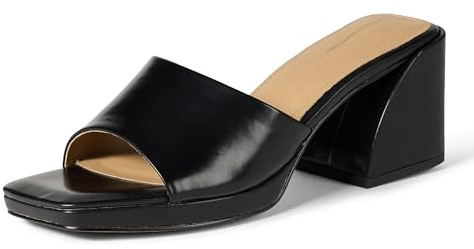 Amazon Essentials Women's Platform Mule Sandals, Black Faux Leather, 6 UK