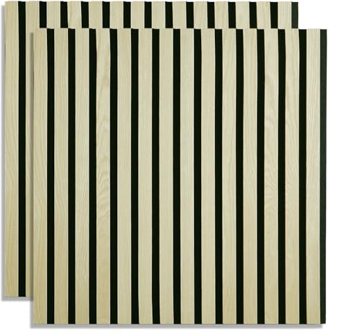 Homestyle4u Akustikpaneele 60x60 cm Wandpaneele Holz Hell 2 Paneele Wand Wandverkleidung Innen Dekorpaneele MDF