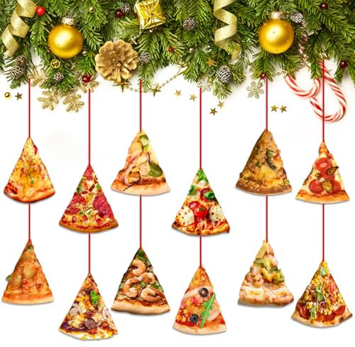 Decorazioni natalizie a forma di fetta di pizza, forniture per feste di pizza personalizzate da appendere, decorazioni natalizie divertenti per bambini, decorazioni divertenti a forma di fetta di