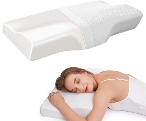 BDTFO Prämie Hohe Dichte Memory Foam Nackenstützkissen,Ergonomisches Kissen Kopfkissen für Seiten,Rücken & Bauchschläfer,Waschbarem Luft-Baumwoll-Kissenbezug