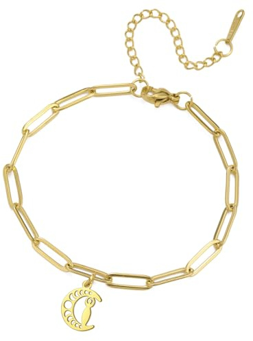 unift Bracciali Della Dea Mezzaluna per Donne e Uomini Acciaio Inossidabile Mezzaluna Pagana con Ecate Bracciale Della dea Della Fertilità di Marzo Gioielli Wicca (oro)