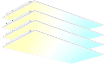 YPII 2x4 LED Flat Panel Light LED Drop Ceiling Light Fixture, 5 CCT 3000K-6500K Adjustable & 5 Wattage Selectable Recessed Back-Lit Fixture for Office, ETL Listed(4Pack 2x4)