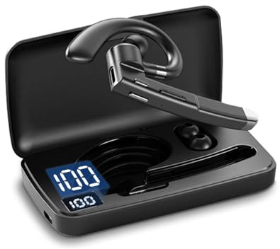 Sungive Écouteurs Bluetooth 5.3+EDR avec Crochet (Gauche/Droite) – Rotation 360°, Son Hi-FI, Légers 13g, Étanches,Réduction de Bruit,Longue Autonomie,Compatibles iOS/Android,Certifiés Telec.(Noir)