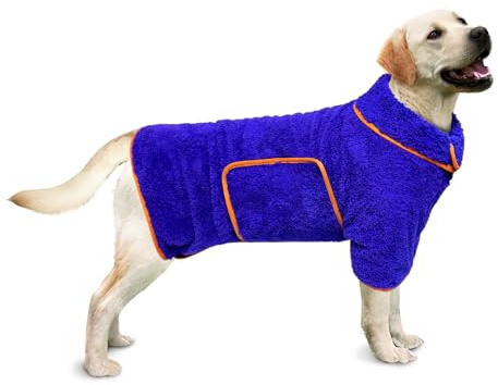 Bibykivn Hundebademantel, Bademantel für Hunde | Schnell Trockend, Einstellbar, mit Klettverschluss, Saugfähiger, für Große Mittel und Kleine Hunde (M)