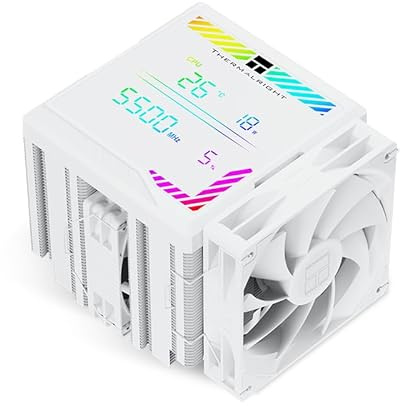 Thermalright Peerless Assassin 140 Digital White CPU Air Cooler, Digital Screen Top Cover,6 Heatpipes Computer CPU Cooling, for AM4/AM5,Intel LGA1700/1851/1150/1151/2011/1200, PC Cooler-White