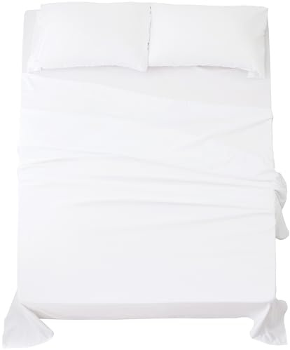 Sábanas 180x200 - Juego de Sábanas 4 Piezas - 100% Microfibra Suave y Transpirable - Sábana Bajera Ajustable, Encimera y 2 Fundas de Almohada - Ropa de Cama Ligera (Blanco)