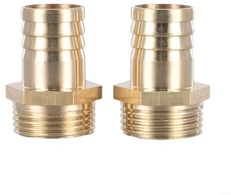 Messingadapter-Set mit Stecker für BSP-Gewinde, Lösung für Teich- und Poolschläuche (1 Zoll männlich x 25 mm)