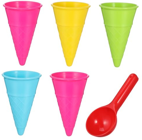 HANABASS 2 Sets Beach Ice Cream Cones and Scoop for for Developing Motor Skills and Dexterity Beach Park Random Colors Included Random Color