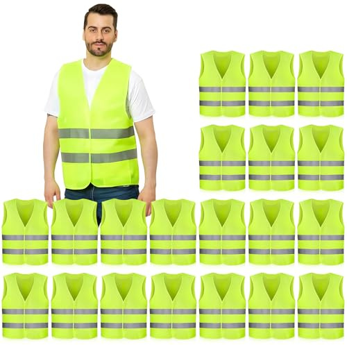 ROTKUSZ 20 Stück Warnwesten Auto, Sicherheitswesten Set, Auto Reflektorweste, Warnweste 360° Reflektierend Rundum für Autofahrern Fahrern Arbeitskräften