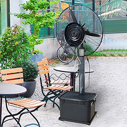 OUKMXSY Ventilador Industrial de Suelo con depósito de Agua de 42 L, Ventilador de refrigeración Comercial de Gran tamaño, Ventilador de Pedestal oscilante, Altura Ajustable (Negro, 81 cm)