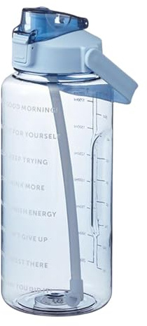 Generisch Trinkflasche 2l - Große Kapazität Motivierende Trinkflasche Mit Zeitmarkierung - Wasserflasche Sport Auslaufsicher Mit Strohhalm Für Fitness, Büro, Schule, Yoga, Outdoor