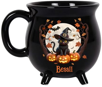 Hvnywmmg Tasse Chaudron de Sorcière Personnalisé Halloween,Mug Personnalisable avec Prénom,Idée Cadeau Originale Noël Anniversaire pour Femme, Fille, Meilleure Amie, Sœur