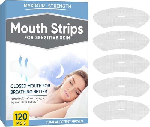 Cerotti per la Bocca per Dormire, 120p Mouth tape, Aiuto per il Russare per Ridurre la Respirazione orale e Antirussamento, Nastro di Adesione Delicato per Migliorare il Sonno Notturno