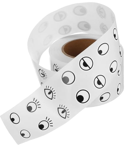 KONTONTY Svartvita Ögonstickers Självhäftande Rulle med Söta Tecknade för Diy-hantverk Scrapbooking Pysselmaterial