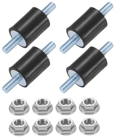 QUARKZMAN 4 Stück Gummipuffer M5 x 12mm, 20 x 15mm Gummifuß Mit Schraube | Naturgummi, Verzinkter Stahl, Antivibrationspuffer für Luftkompressoren, Pumpen, Motoren, Industriemaschinen
