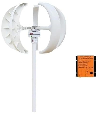 Aerogenerador Eolico Turbina eólica Vertical de 400W CA 12v 24V for el hogar, 2 M/S, molino de viento de baja velocidad con controlador MPPT for farola con batería(Bianco,12V)