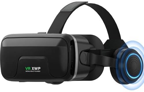 XWP Casque VR 3D avec Écouteurs, Lunettes De Réalité Virtuelle (VR) avec Lentilles HD pour Smartphone, pour 3D Jeux Et Films Jouet, Compatible iPhone&Android (4,7–7,2), Cadeau pour Amis Et Famille