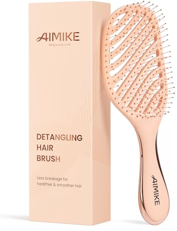 AIMIKE Detangle Hair Brush, Wet Dry Vented Brush with Soft Bristles | Pain-Free Detangling Hairbrush Loosens Stubborn Tangles, Extra Gentle on Sensitive and Fine Hair, for Women & Kids