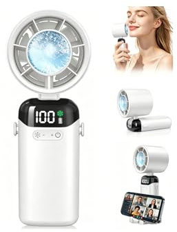 Ventilatore Portatile Turbo con Piastra Rinfrescante, Ventilatore Pieghevole 4000mAh Autonomia 13 Ore e Cordino da Collo, Compatto per Viaggi, Campeggio e Spiaggia, Fresco Ovunque Senza Preoccupazioni