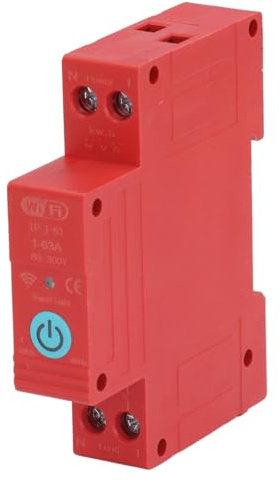KIMISS Disjoncteur WiFi et Commutateur de Télécommande pour APP, Disjoncteur de Synchronisation 1P 63A avec Protection contre les Surintensités pour la Domotique