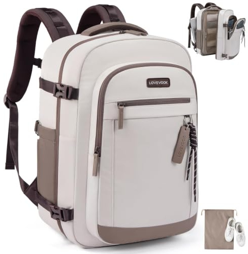 LOVEVOOK Reiserucksack Handgepäck Flugzeug 40L Groß Rucksack Damen 45x36x20 | Travel Backpack für 15,6 Zoll Laptop, Carry on Kofferrucksack Rücksack für Reisen Weekender Arbeit Geschäftsreise Business