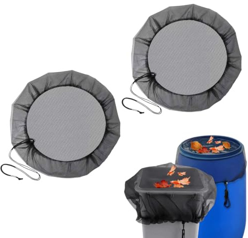 Yerozhui Red para Deposito De Agua Red para Tanque Red Protectora para Barril De Lluvia con Cordon Ajustable Malla Fina Anti Hojas Y Mosquitos 2 Unidades Diametro 95 Cm Uso Exterior Jardin