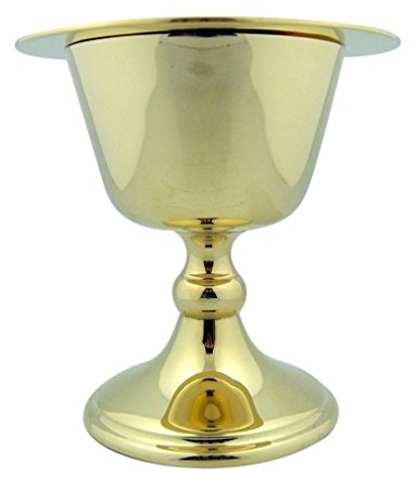Religious Gifts Sacred Vessel Cup High Polished Brass 2.5 Ounce Chalice and Paten Set