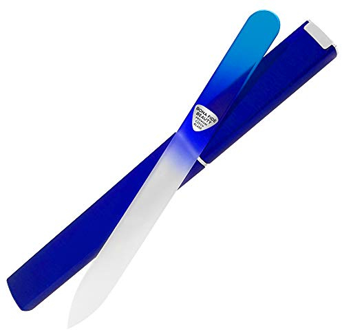 Glasnagelfeile mit Etui - Nagelfeile Glas aus Tschechischem Glas - Maniküre Glasfeile für Nägel, Präzisionsfeilen mit Glattem Finish - Bona Fide Beauty Pastell Premium Nagelfeile